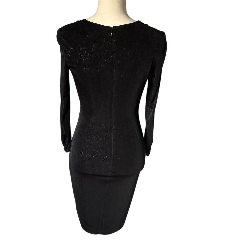 CACHÉ Women's XS Black and gold V-Neck Long-Sleeve Midi Dress Party - Picture 3 of 7